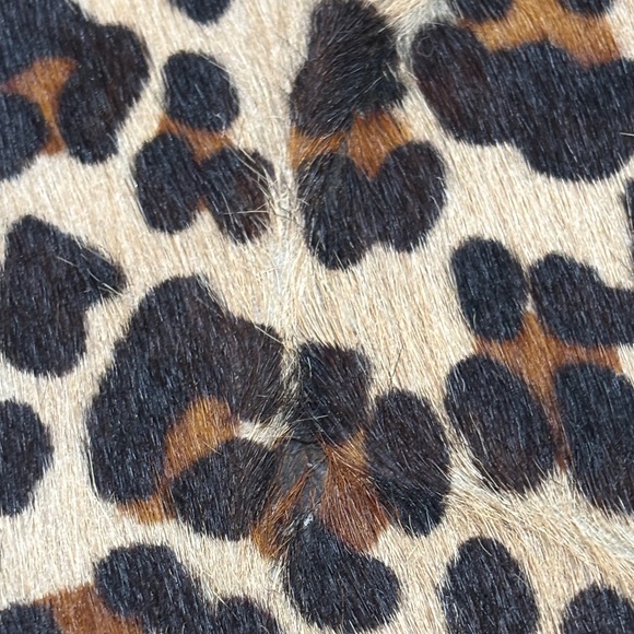 Vintage Carla Mancini Leopard Print Leather & Hide Zipper Envelope Bag